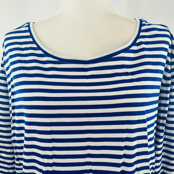 J Crew Navy Blue White Stripe Knit Long Sleeve Back Knot Twist Boat Neck Top XXL - Picture 4 of 9